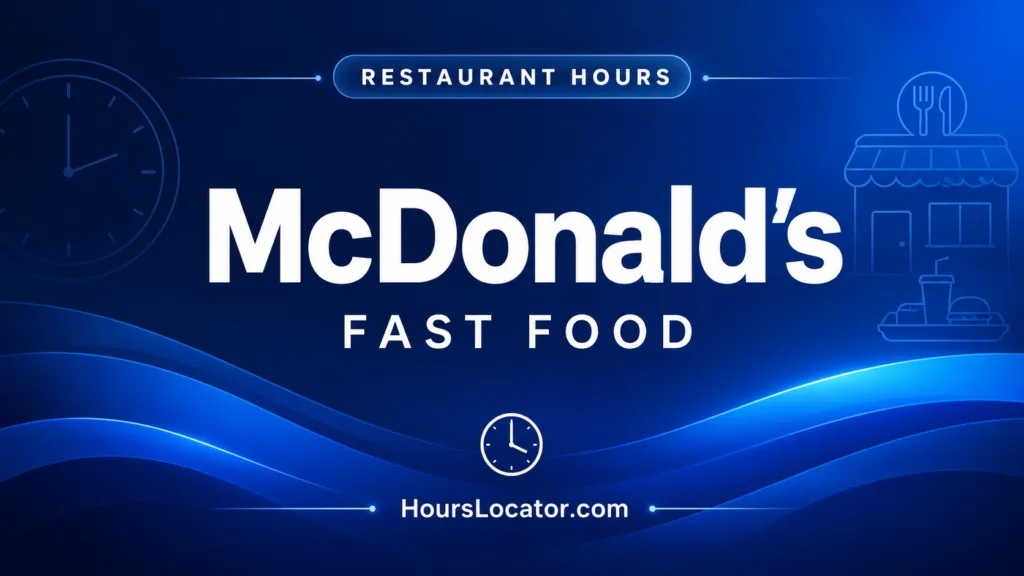 McDonald's hours showing daily opening times for weekends and holidays, helping customers find when to visit.