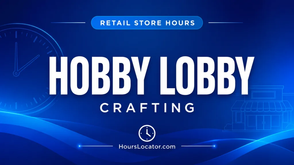 Hobby Lobby hours, showing store opening times for weekdays, weekends, and holidays for shopping convenience.