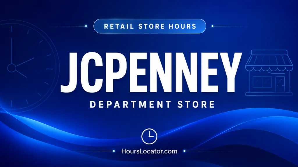 JCPenney hours indicate store opening times on weekends and holidays, helping shoppers plan their visits efficiently.
