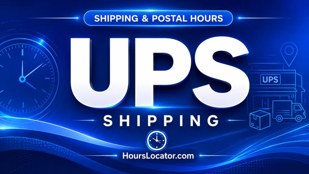 UPS hours indicate if the service is open today, including weekend and holiday schedules for convenient shipping plans.