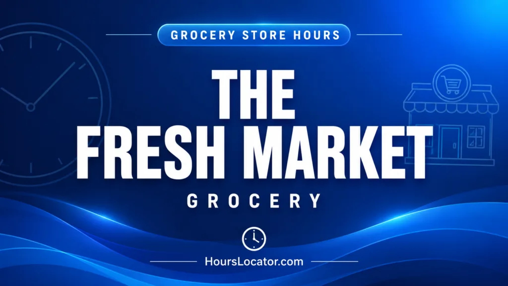 The Fresh Market hours indicating store, pickup, and local schedule details for a seamless shopping experience.