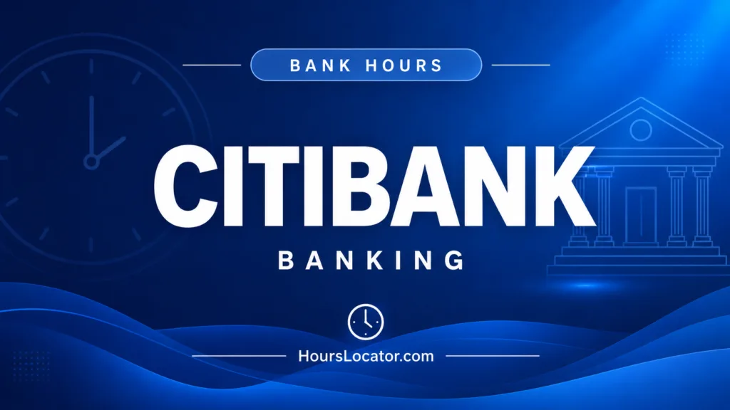 Citibank hours showing branch, ATM, and holiday schedules for convenient banking access