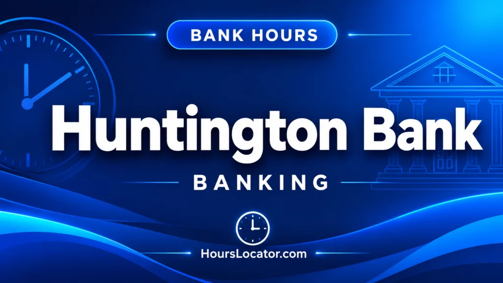 Huntington Bank hours, including branch, Saturday, and holiday times for convenient banking.