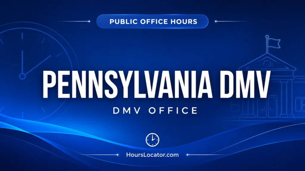 Pennsylvania DMV hours for driver license centers and holiday schedules in Pennsylvania.