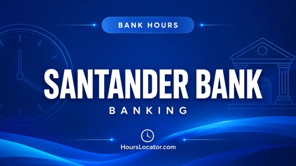 Santander Bank hours including branch, Saturday, and holiday times for convenient banking.